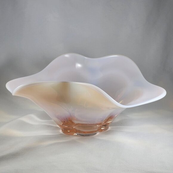 Vintage Duncan Miller Canterbury Opalescent Pink Bowl Hand Blown Art Glass MCM - Picture 2 of 8